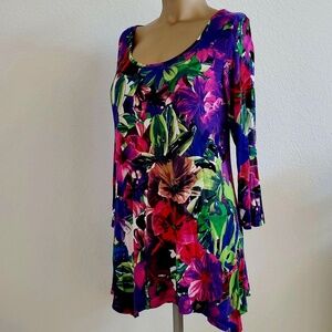 Floral print long blouse